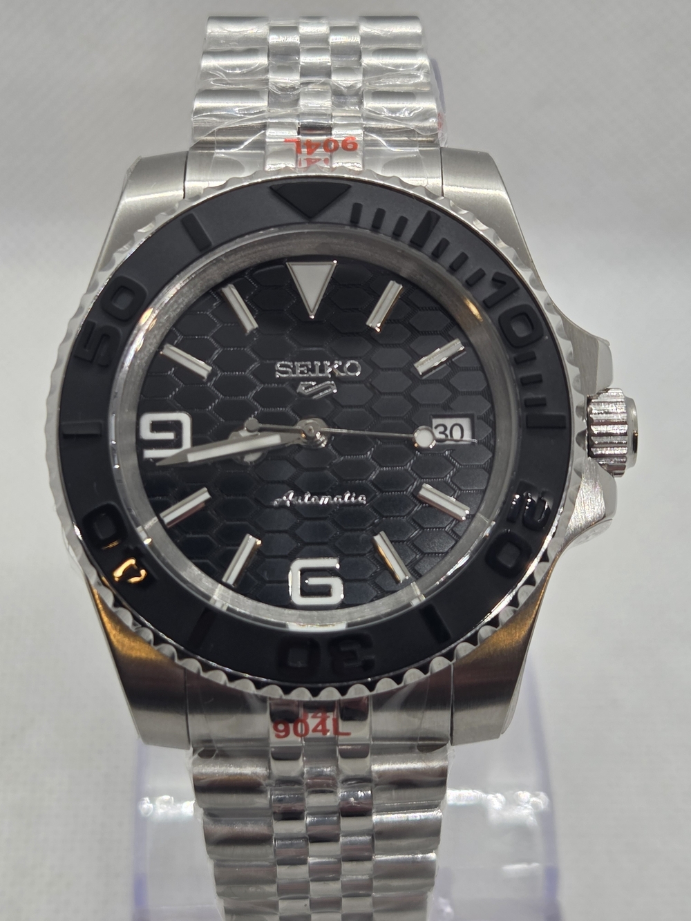 Custom 40mm Automatic Seiko Mod Watch Black Date Sub Dweller NH35